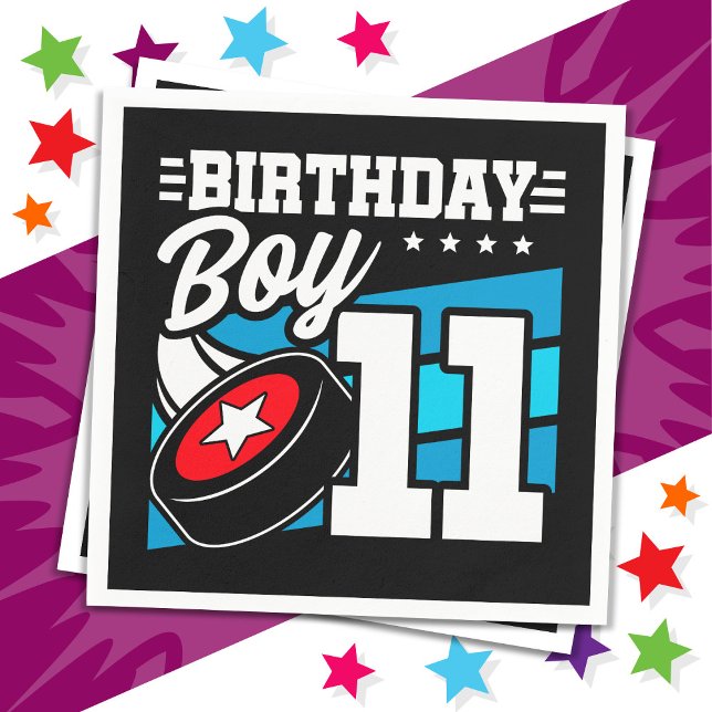 Serviette En Papier 11 ans de la partie de hockey thème 11e anniversai (Créateur téléchargé)