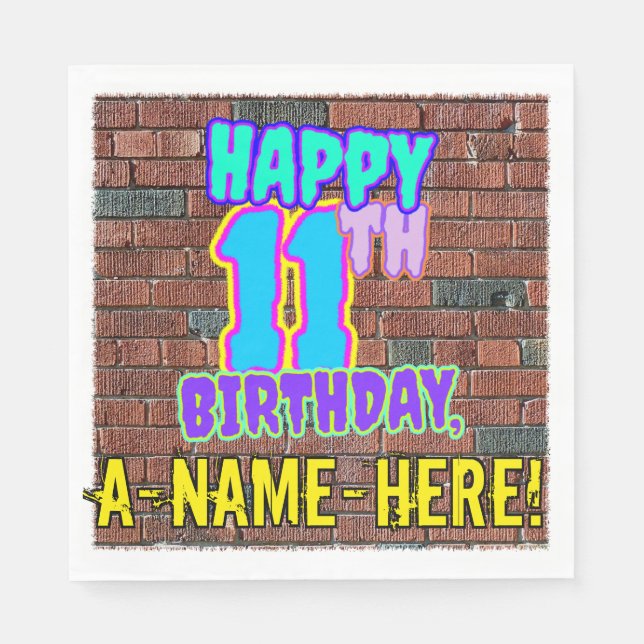 Serviette En Papier 11e anniversaire ~ Amusant, Graffiti urbain inspir (Devant)