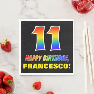 Serviette En Papier 11e anniversaire : Gras, Amusant, Simple, Arc-en-c