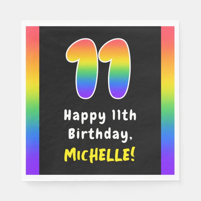 Serviette En Papier 11e anniversaire : Rainbow Spectrum # 11, Nom pers (Devant)