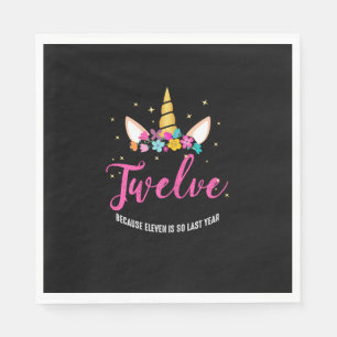 Serviette En Papier 12 Anniversaire Cadeaux de fille Unicorn 12e Birt