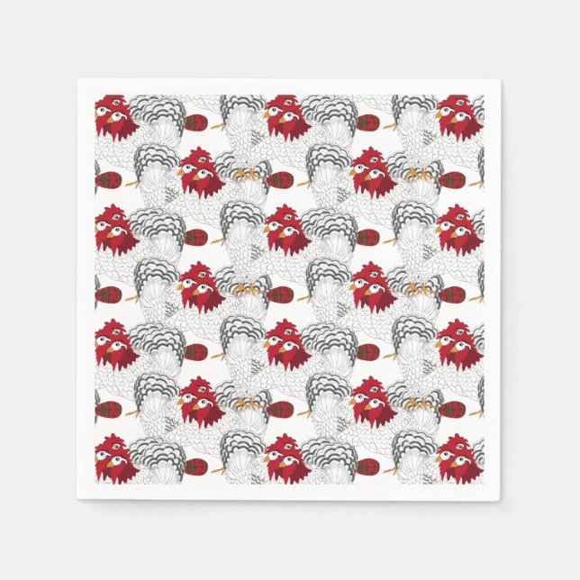 Serviette En Papier 12 Jours de Noël 3 poules françaises (Devant)