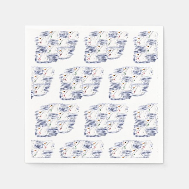 Serviette En Papier 12 Jours de Noël 7 Swans A-Natation (Devant)