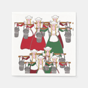 Serviette En Papier 12 Jours de Noël 8 Maids A-Milking