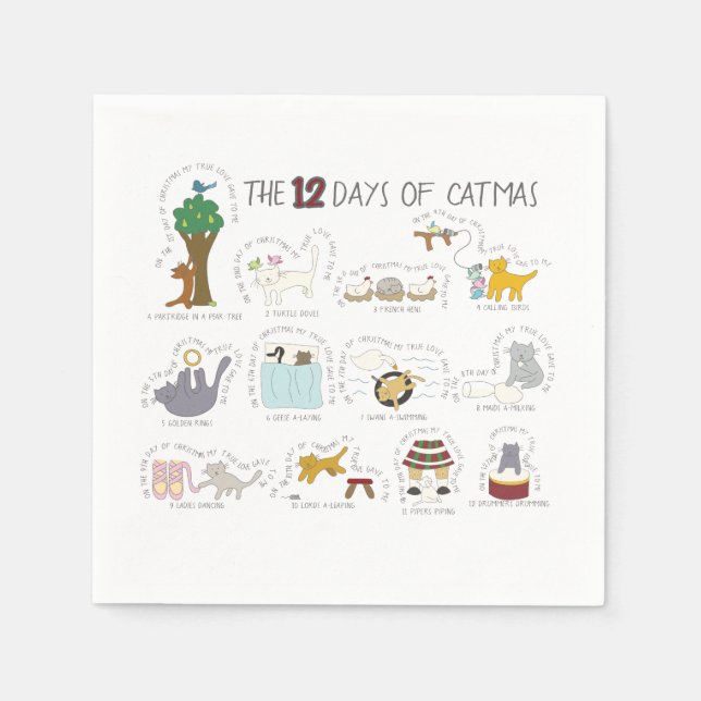 Serviette En Papier 12 Jours de Noël Funny Fête de Noël (Devant)