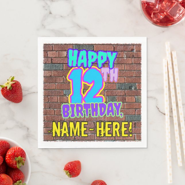 Serviette En Papier 12e anniversaire ~ Amusant, Graffiti urbain inspir (En situation)