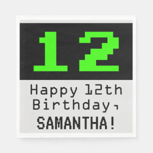 Serviette En Papier 12e anniversaire - Nerdy / Geeky Style "12" & Nom