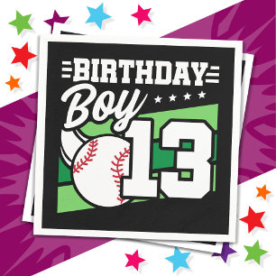 Serviette En Papier 13 Ans de la fête de baseball thème 13e anniversai
