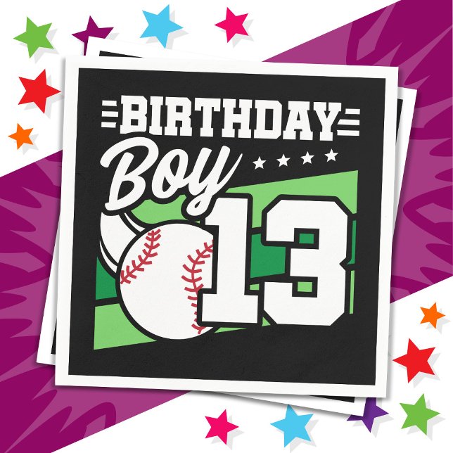 Serviette En Papier 13 Ans de la fête de baseball thème 13e anniversai (Créateur téléchargé)