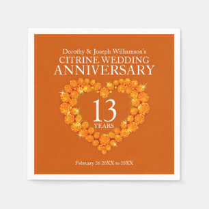 Serviette En Papier 13e mariage anniversaire fête citrine orange