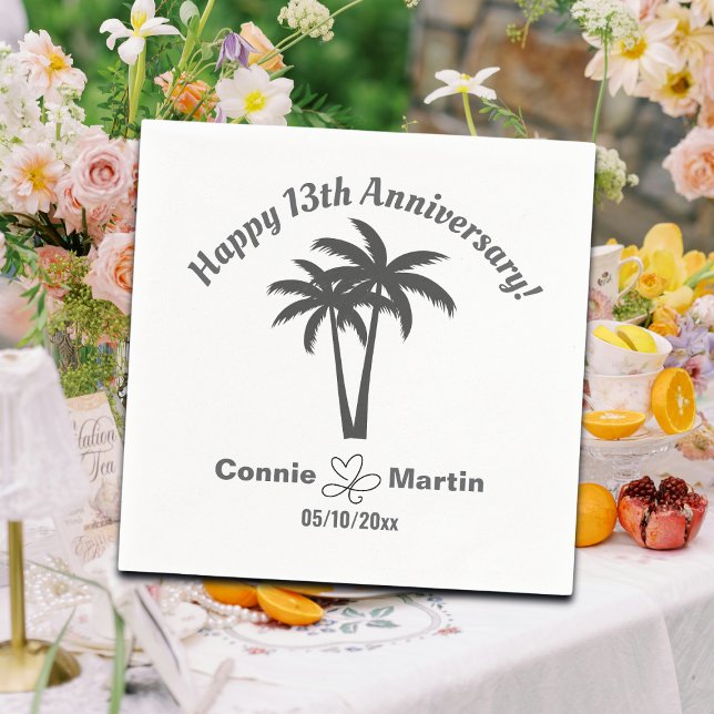 Serviette En Papier 13th Wedding Anniversary Palm Trees (Créateur téléchargé)