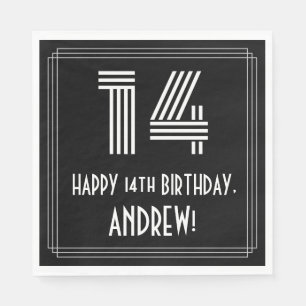 Serviette En Papier 14e anniversaire : Art Déco Inspiré Look "14" + No