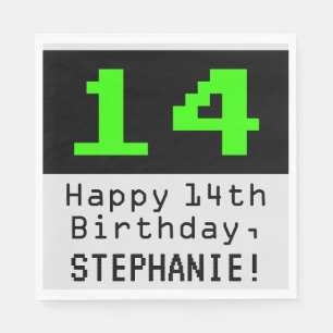 Serviette En Papier 14e anniversaire - Nerdy / Geeky Style "14" & Nom