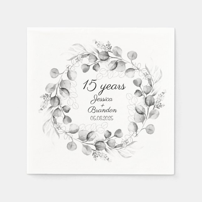 Serviette En Papier 15e anniversaire du Mariage de cristal Eucalyptus (Devant)