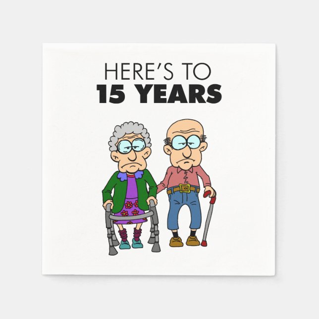 Serviette En Papier 15e anniversaire du Mariage vieillissant (Devant)