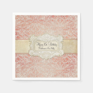 Serviette En Papier 15e Anniversaire Fête Française Régence Vintage De