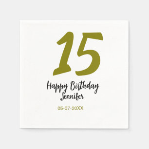 Serviette En Papier 15e anniversaire quiencenera ajouter date année or