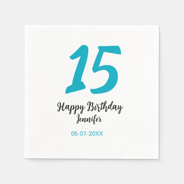 Serviette En Papier 15e anniversaire quiencenera ajouter date année te (Devant)