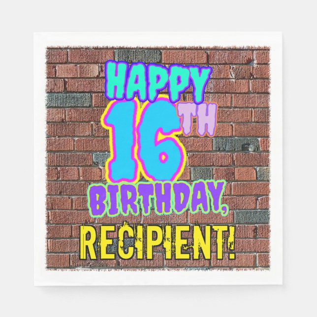 Serviette En Papier 16e anniversaire ~ Amusant, Graffiti urbain inspir (Devant)