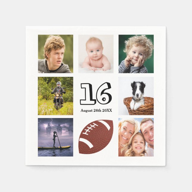 Serviette En Papier 16e anniversaire fête photo collage ado garçon (Devant)