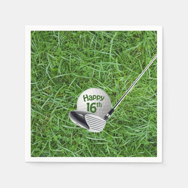 Serviette En Papier 16e anniversaire Golf Ball and Club Napkins (Devant)