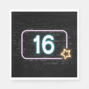 Serviette En Papier 16e anniversaire Neon Connexion en brique