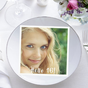 Serviette En Papier 16e anniversaire photo bonjour 16 fille