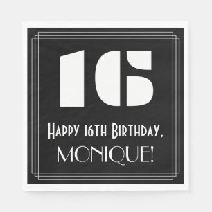 Serviette En Papier 16ème anniversaire : Art Déco Inspiré Look "16" + 