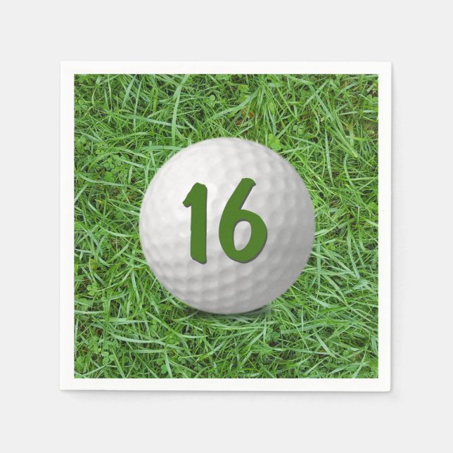 Serviette En Papier 16ème anniversaire Golf Ball on Grass (Devant)