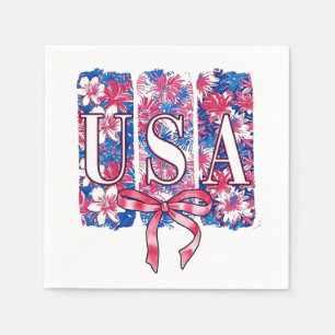 Serviette En Papier 1776 Amérique 4 juillet USA Floral Flowers