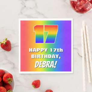 Serviette En Papier 17e anniversaire : coloré, amusant Motif arc-en-ci