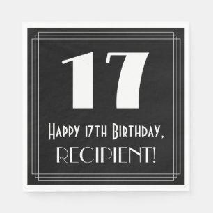 Serviette En Papier 17e anniversaire ~ Look inspiré de l'Art Déco "17"
