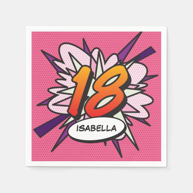 Serviette En Papier 18 Anniversaire Amusant Livre De Bande Dessinée Ré (Devant)