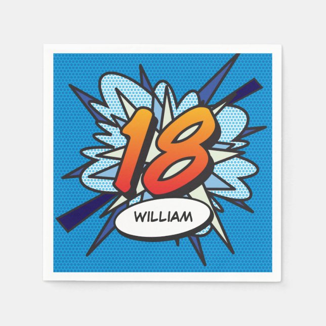 Serviette En Papier 18 Anniversaire Fun Retro Comic Book (Devant)