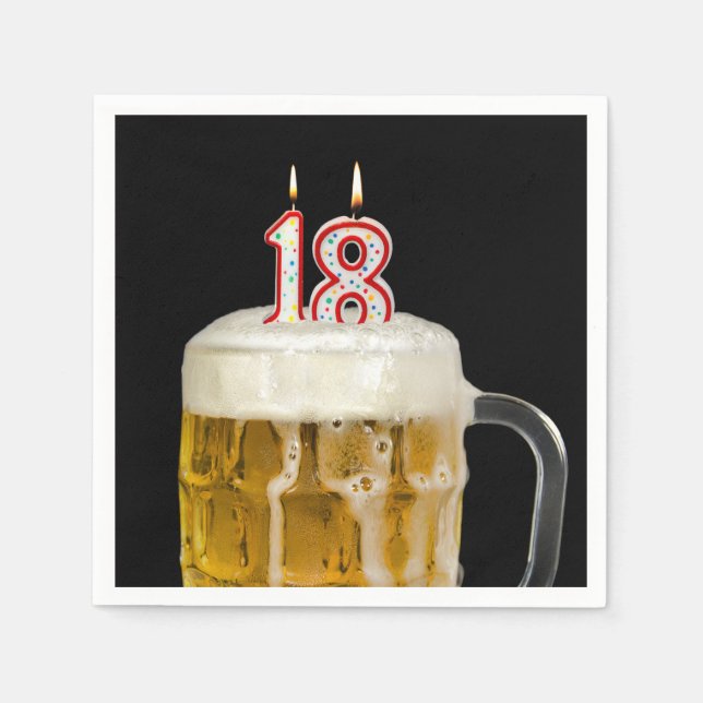 Serviette En Papier 18e anniversaire Bière en noir (Devant)