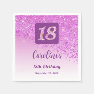 Serviette En Papier 18e anniversaire Chic Parties scintillant rose ser