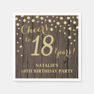 Serviette En Papier 18e anniversaire du Rustic and Gold Diamond Napkin