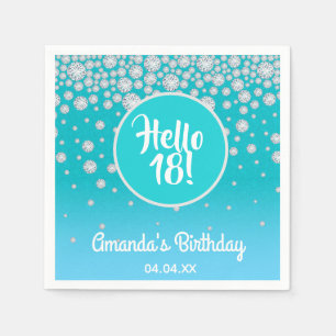 Serviette En Papier 18e anniversaire fête turquoise bleu parties scint
