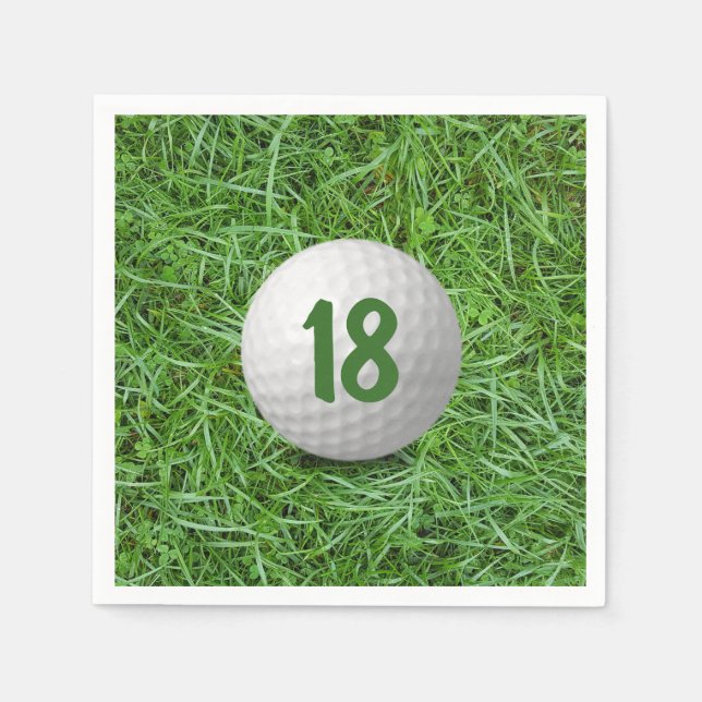Serviette En Papier 18e anniversaire Golf Ball on Grass (Devant)