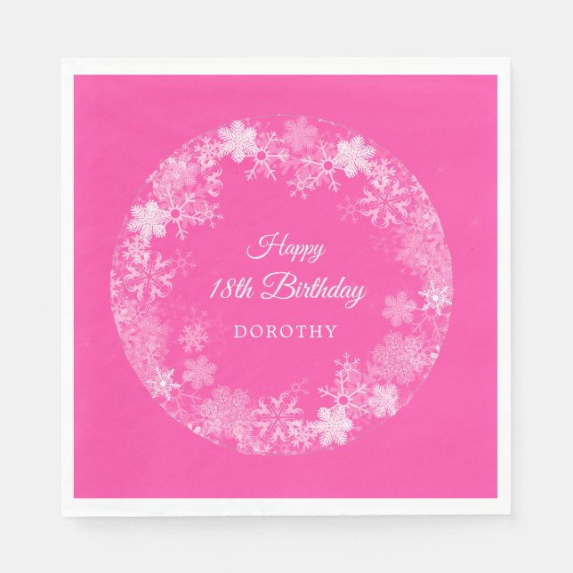 Serviette En Papier 18e anniversaire hiver Wonderland Flocon de neige  (Devant)