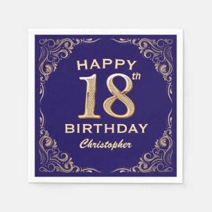 Serviette En Papier 18e anniversaire Parties scintillant marine bleu e