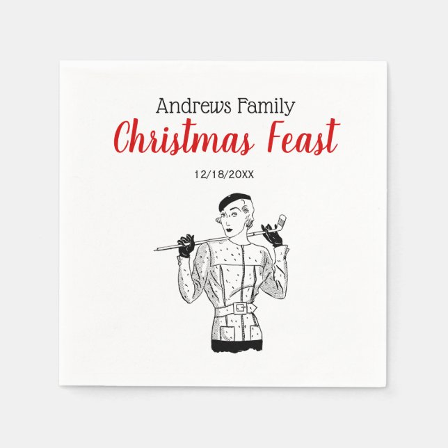 Serviette En Papier 1930 s Fashionable Lady Golfer avec le club de gol (Devant)