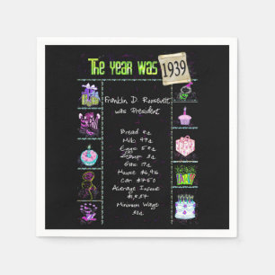 Serviette En Papier 1939 Anniversaire Trivia Napkins