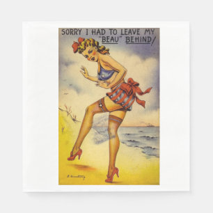 Serviette En Papier 1940s Baignade Beauté Amusante