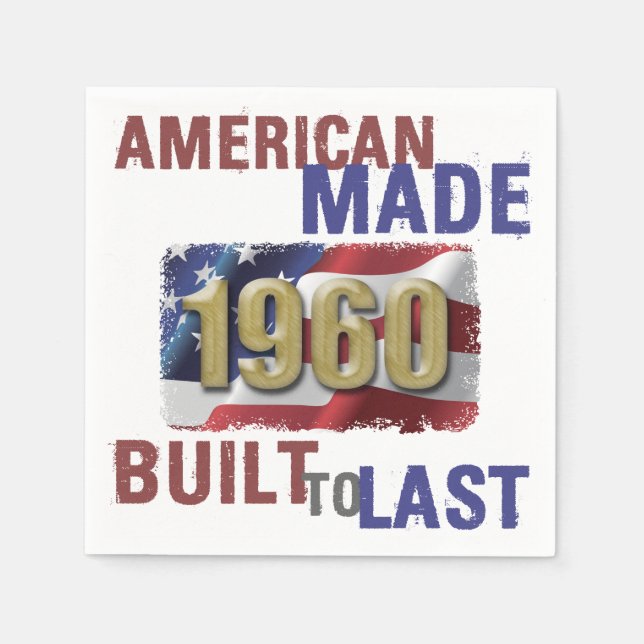 Serviette En Papier 1960 American Made 60th Birthday (Devant)