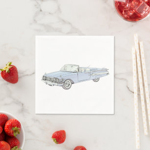 Serviette En Papier 1960 Chevy Impala Blue Convertible Art Paper Party