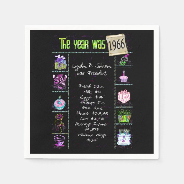 Serviette En Papier 1966 Fun Facts Card Napkins (Devant)