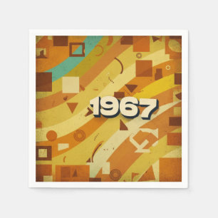 Serviette En Papier 1967 - Retro Vintage 60s Conception géométrique -