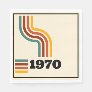 Serviette En Papier 1970 Anniversaire ou Réunion du Poster vintage rét