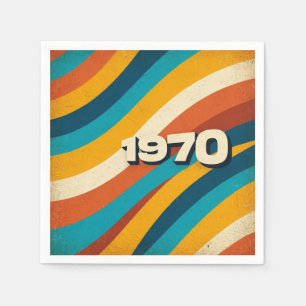 Serviette En Papier 1970 Papier rétro Napkin Vintage les années 70 ray